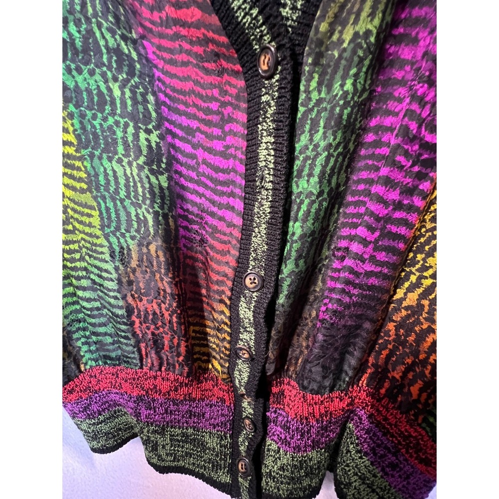 Vintage Anne Crimmins UMI Collections 100% Silk Cardigan Bergdorf Goodman Multi - Picture 6 of 13